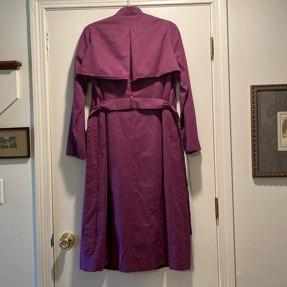J. Peterman Brushed Cotton Blend Purple Plum Belted Trench Coat - Picture 7 of 8